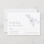 Modern Boho Floral Dusty Blue Wedding RSVP Card (正面)