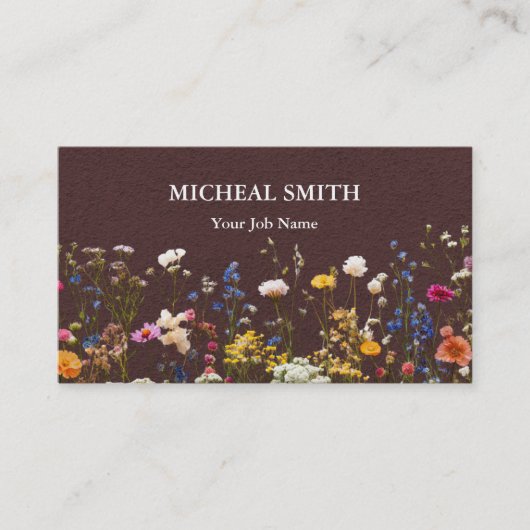 Modern Boho Floral Kraft 名刺 (正面)