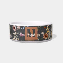 Modern Boho Floral Monogrammed Pet 