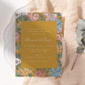 Modern Boho Floral Mustard Yellow Couples Shower 招待状