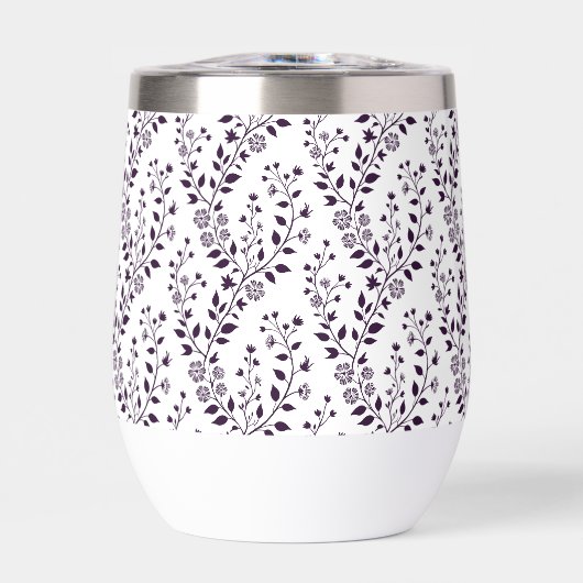 Modern Boho Floral Pattern Plum White (正面)