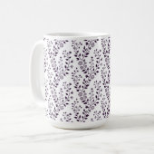 Modern Boho Floral Pattern Plum White コーヒーマグカップ (正面左)