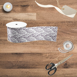 Modern Boho Floral Pattern Plum White サテンリボン