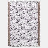 Modern Boho Floral Pattern Plum White スローブランケット (正面縦)
