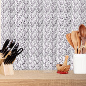 Modern Boho Floral Pattern Plum White タイル