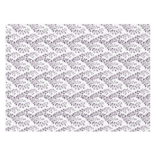 Modern Boho Floral Pattern Plum White テーブルクロス (正面(横))