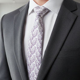 Modern Boho Floral Pattern Plum White ネクタイ