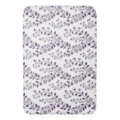 Modern Boho Floral Pattern Plum White バスマット (正面縦)