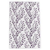 Modern Boho Floral Pattern Plum White ミディアムペーパーバッグ (正面)