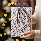 Modern Boho Floral Pattern Plum White ミディアムペーパーバッグ