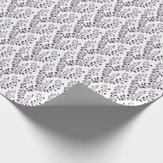 Modern Boho Floral Pattern Plum White ラッピングペーパー (角)