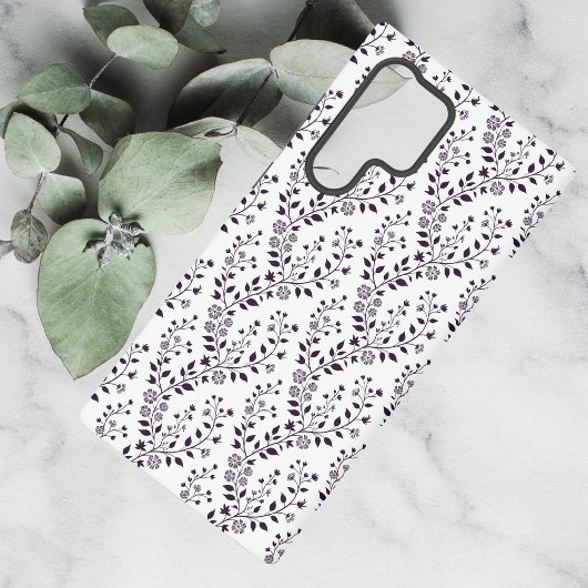 Modern Boho Floral Pattern Plum White Samsung Galaxyケース