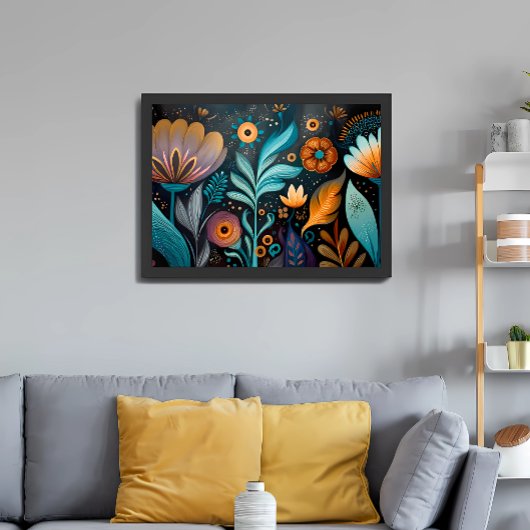 Modern Boho Floral Tapestry ポスター