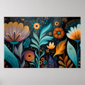 Modern Boho Floral Tapestry ポスター (正面)