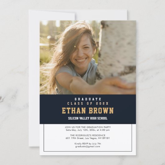 Modern Boho Graduation Party Invitation 招待状 (裏面)