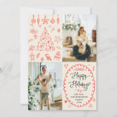 Modern Boho Hand Drawn Happy Holidays 2 Photo シーズンカード (正面)