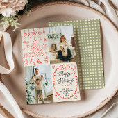Modern Boho Hand Drawn Happy Holidays 2 Photo シーズンカード
