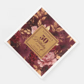Modern Boho Maroon Blush Gold 50th Birthday Napkin (コーナー)