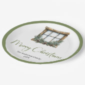 Modern Boho Minimalist Pine Wreath Dinner Plates ペーパープレート (アングル)