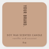 Modern Boho Neutral Beige Jar Packaging Candle スクエアシール (正面)