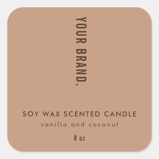 Modern Boho Neutral Beige Jar Packaging Candle スクエアシール (正面)