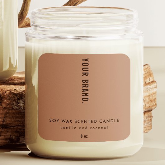 Modern Boho Neutral Beige Jar Packaging Candle スクエアシール