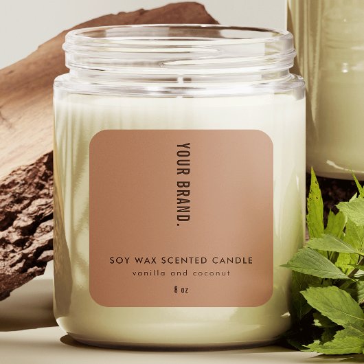 Modern Boho Neutral Beige Jar Packaging Candle スクエアシール