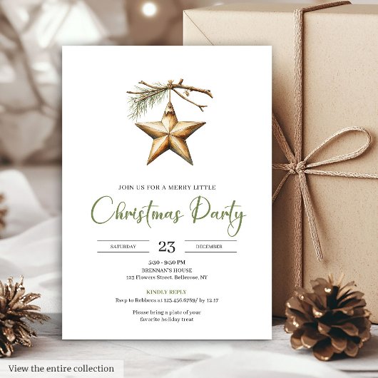 Modern Boho Neutral Colors Rustic Holiday Dinner  招待状