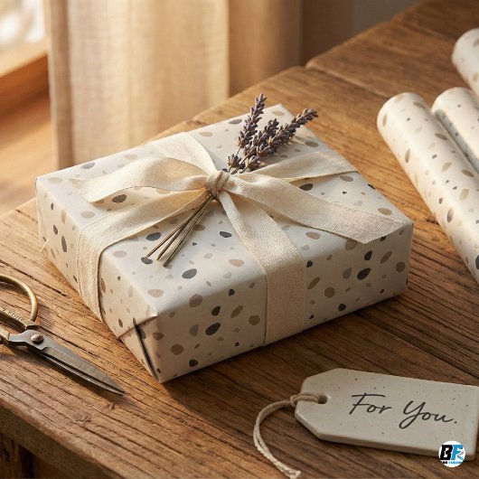 Modern Boho Neutral Terrazzo Speckled Earth Tones ラッピングペーパー