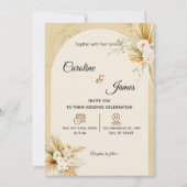 Modern Boho Pampas Grass Arch Wedding Invitation 招待状 (正面)