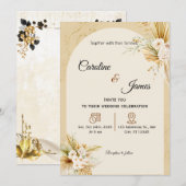 Modern Boho Pampas Grass Arch Wedding Invitation 招待状 (正面/裏面)