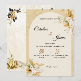 Modern Boho Pampas Grass Arch Wedding Invitation 招待状