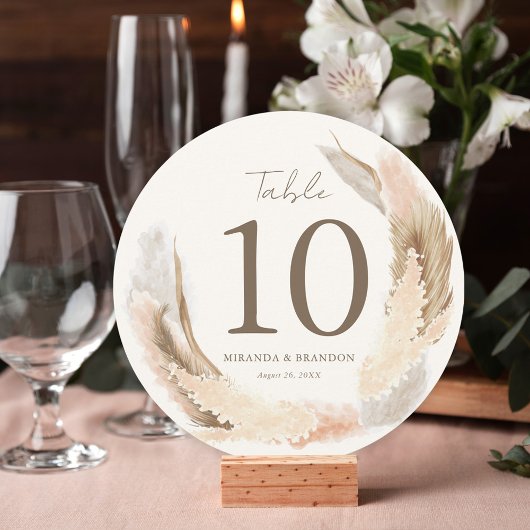Modern Boho Pampas Grass Wedding Table Number 招待状