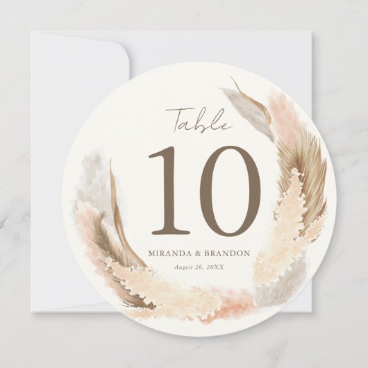 Modern Boho Pampas Grass Wedding Table Number 招待状 (裏面)