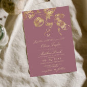 Modern Boho Pantone & Gold Wedding Invitation 招待状