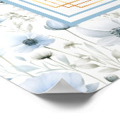 Modern Boho Pastel Blue Gold Glitter Seating Chart ポスター (角)