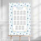 Modern Boho Pastel Blue Gold Glitter Seating Chart ポスター