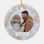 Modern Boho Personalized Round Photo Ornament セラミックオーナメント (裏面)