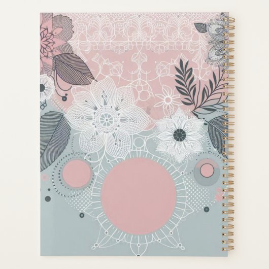 Modern Boho Pink Grey  プランナー手帳 (裏面)