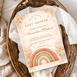 Modern Boho Rainbow Baby Shower 招待状