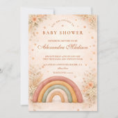 Modern Boho Rainbow Baby Shower 招待状 (正面)