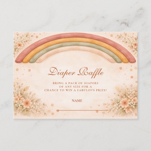 Modern Boho Rainbow Diapper Raffle エンクロージャーカード (正面)