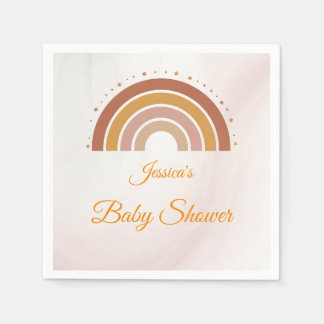 Modern Boho Rainbow Personalized Baby Shower スタンダードカクテルナプキン