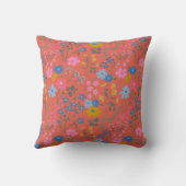 Modern Boho Red Floral Wildflowers クッション (裏面)