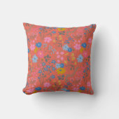 Modern Boho Red Floral Wildflowers クッション (正面)