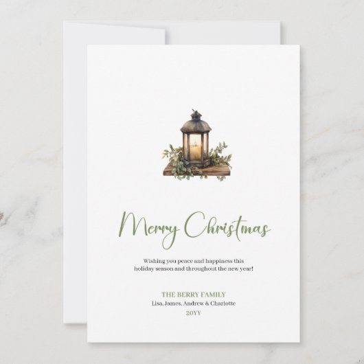 Modern Boho Rustic Earthy Christmas Greeting Card シーズンカード (正面)