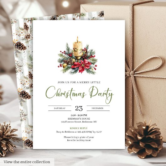 Modern Boho Rustic Earthy Holiday Party Invitation 招待状