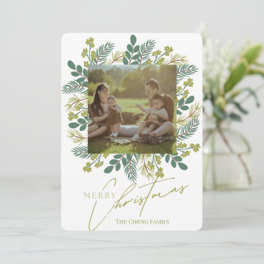 Modern Boho Sage Green Eucalyptus Wreath シーズンカード (スタンド正面)