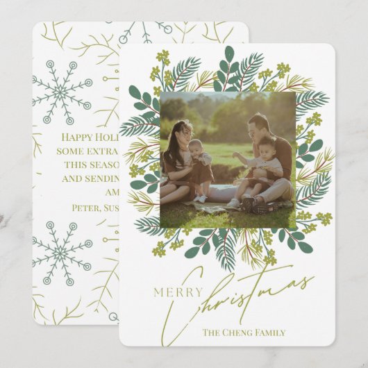 Modern Boho Sage Green Eucalyptus Wreath シーズンカード (正面/裏面)