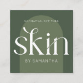Modern Boho Sage Green Skincare Spa Aesthetician スクエア名刺 (正面)